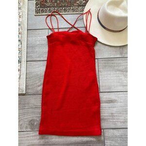 RED H&M MINI BODYCON CROSS STRAP DRESS SIZE 2